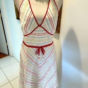Liz Claiborne Multi Color Stripe Halter Dress 8